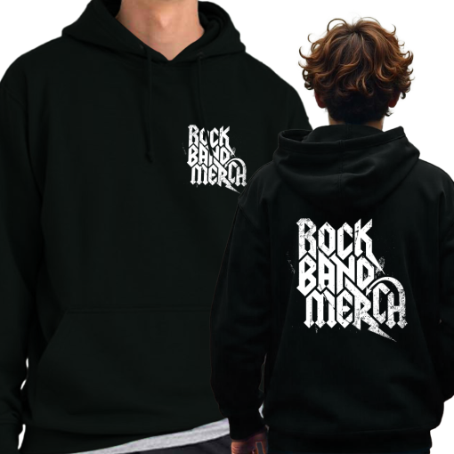 Hoodie Printed With Your Band Logo / Artwork LEFT BREAST & BACK PRINT