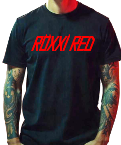 Short Sleeved Black T-Shirt Roxxi Red Red Logo